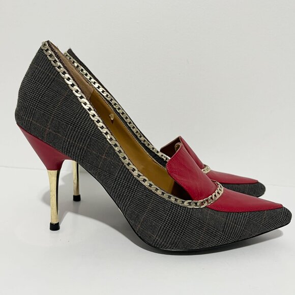 ABS Allen Schwartz Womens Bianka Houndstooth Stiletto Pumps 8 Statement Runway - Picture 2 of 12